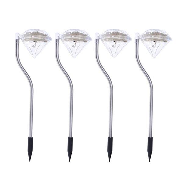 4 Pieces Diamond Solar Garden Lights