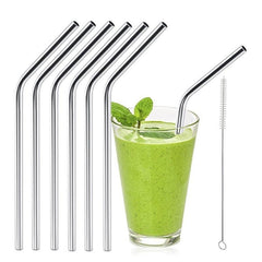 6pcs Reusable Stainless Steel Drinking Straws