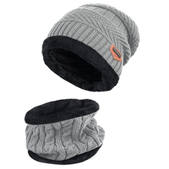 Knitted Winter Fleece Hat Scarf Set