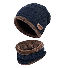Knitted Winter Fleece Hat Scarf Set
