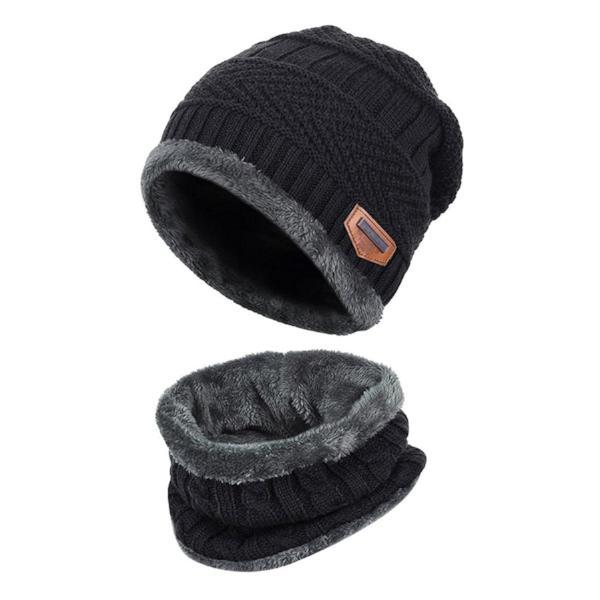 Knitted Winter Fleece Hat Scarf Set