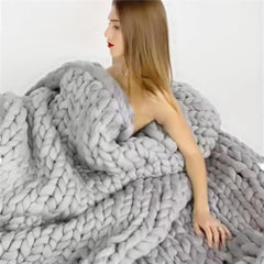 Hand Knit Giant Wool Blanket