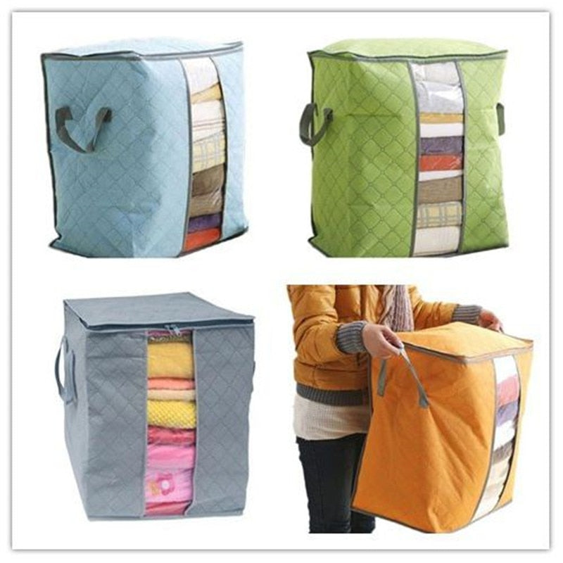 Wardrobe Bamboo Clothes Bag Pouch Storage Box