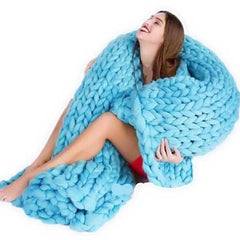 Hand Knit Giant Wool Blanket