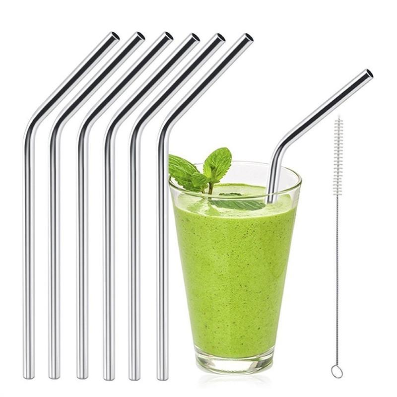 6pcs Reusable Stainless Steel Drinking Straws