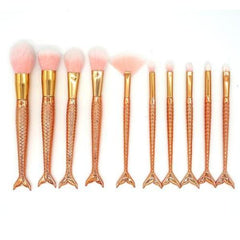 10 Piece Mermaid Makeup Brush Set