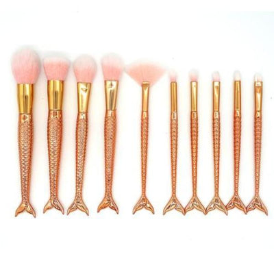 10 Piece Mermaid Makeup Brush Set