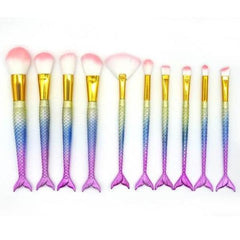 10 Piece Mermaid Makeup Brush Set