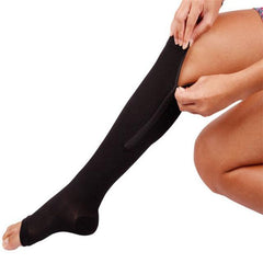Zipped Open Toe Compression Socks