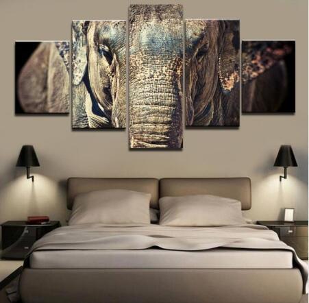 Elephant's Face Canvas (5 Piece)
